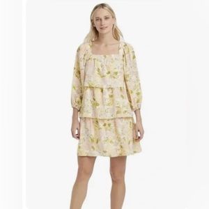 WHO WHAT WEAR Women's Floral Print Bishop 3/4 Sleeve Dress Size M NWT